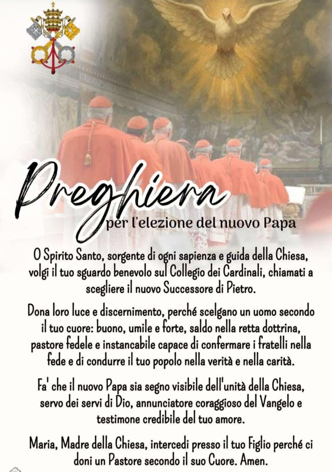 Preghiera per l’elezione del nuovo Papa